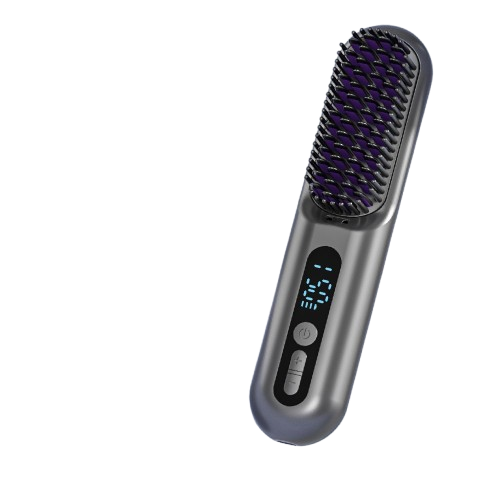 2-in-1 Cordless Hair Straightener Brush – Fast Heating, Portable & Rechargeable