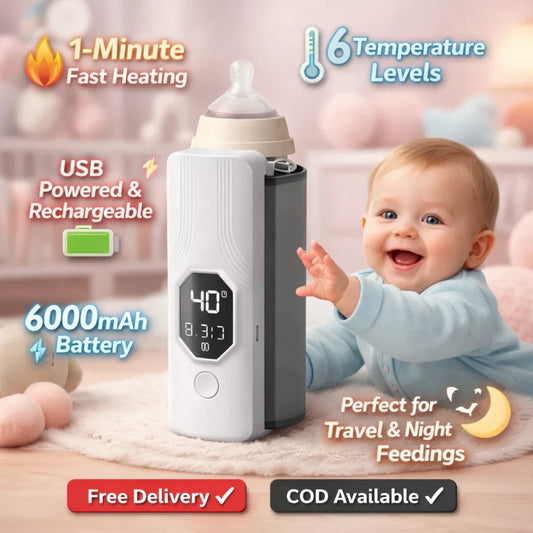 Portable Rechargeable Baby Feeder Warmer | Bottle Warmer – Mini & Travel-Friendly Milk Heater for Babies