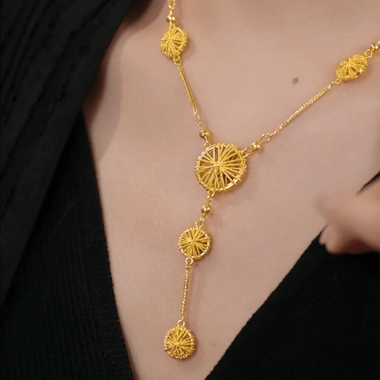 Gold Circle Tassel Necklace