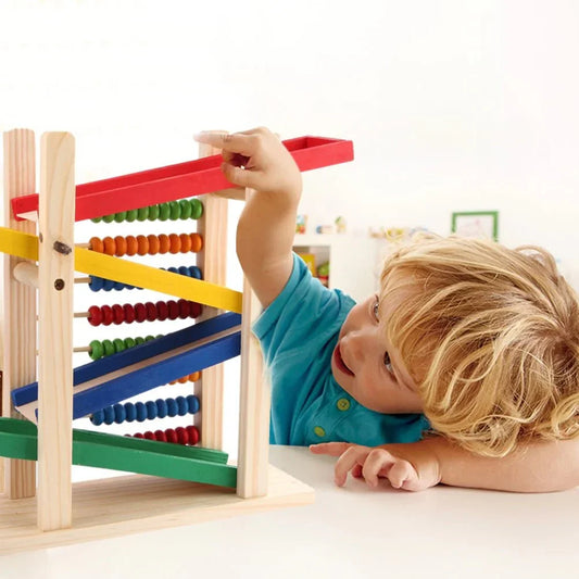 Wood Toy - Wooden Abacus & Car Slide Learning Toy Ⓢ